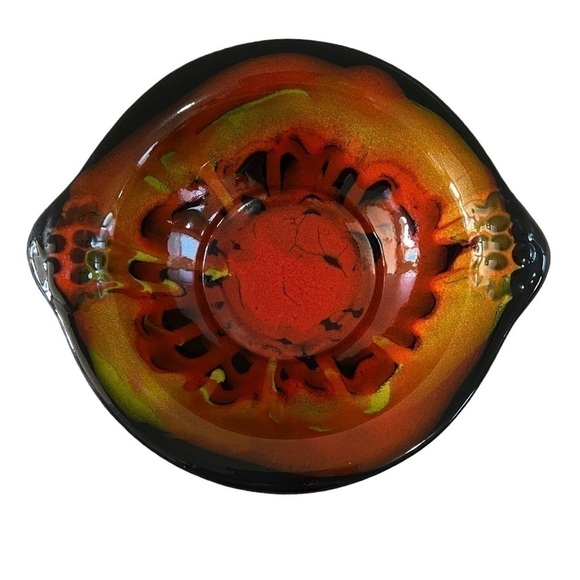 Cali Style Ceramic Bowl Deep Serving Dish Stamped 1108 Black Red Orange U.S.A. - Picture 3 of 7